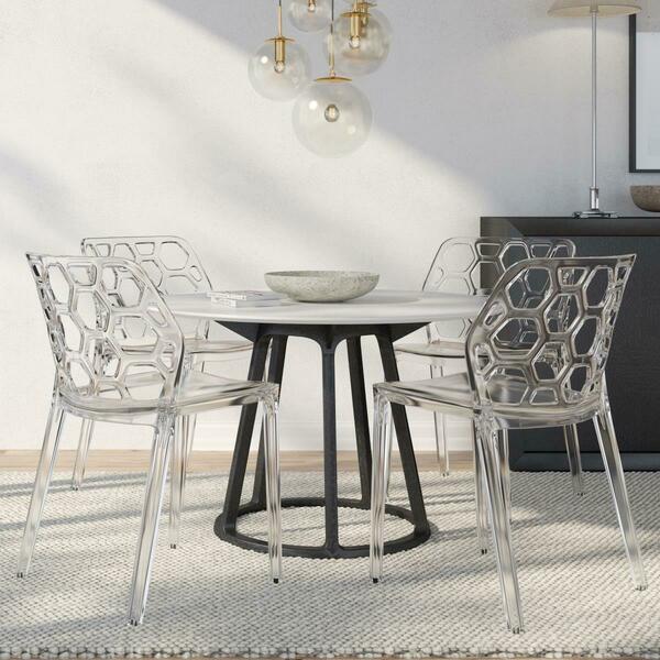 Kd Americana 33.75 x 19.37 x 18.75 in. Modern Dynamic Dining Chair, Clear, 4PK KD3026944